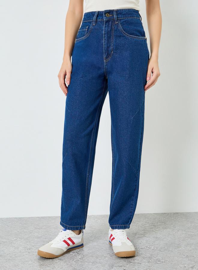 Styli Women Dark Blue Baggy Fit Jeans - Image 1